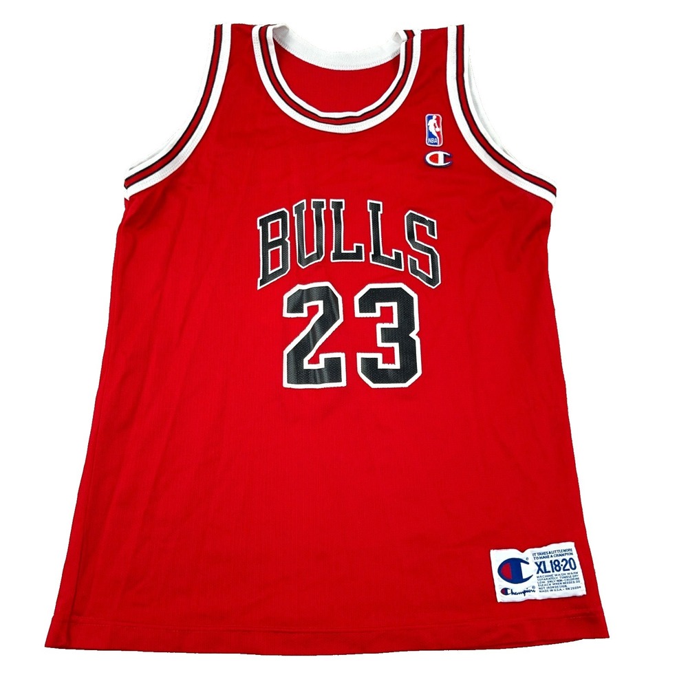 Vintage Chicago Bulls Jersey Youth XL‎ Michael Jordan Champion 90s Red 23 1990s